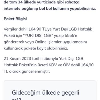 Yurt Dışında İnternet Paketi Çekmiyor: Paramı Geri İstiyorum