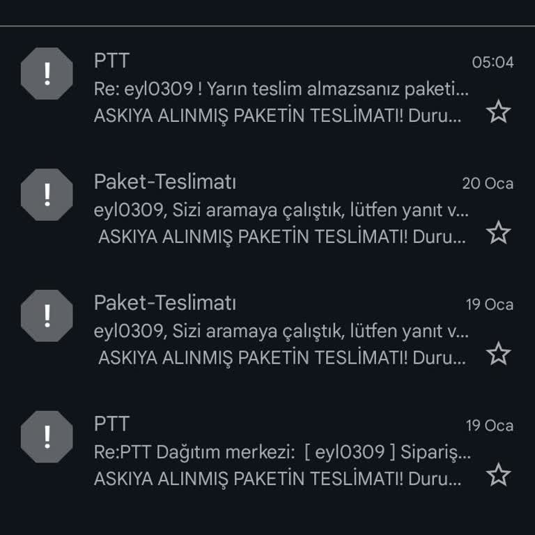PTT Kargo Adına Gelen Sahte E-postalar