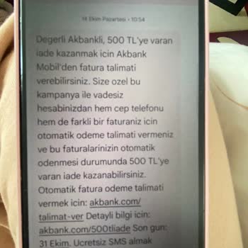 Akbank'ın 500 TL İade Sözü Yerine Getirilmedi