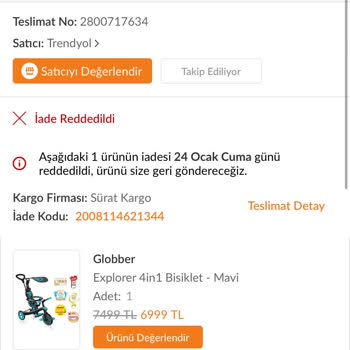 Hasarlı Bisiklet Parçası İçin Yanıltıcı İşlem