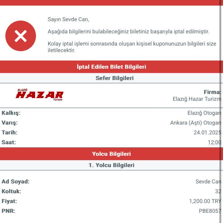 Obilet'ten Alınan Biletin İadesinde Yaşanan Sorunlar