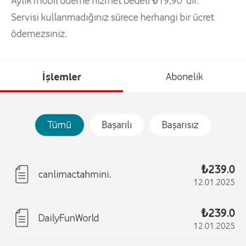 Bilgim Dışında Yapılan Mobil Ödemeler