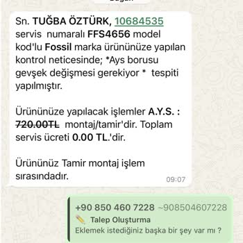 Fossil Saatte Tekrarlayan Arıza Ve Değişim Talebi