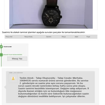 Fossil Saatte Tekrarlayan Arıza Ve Değişim Talebi