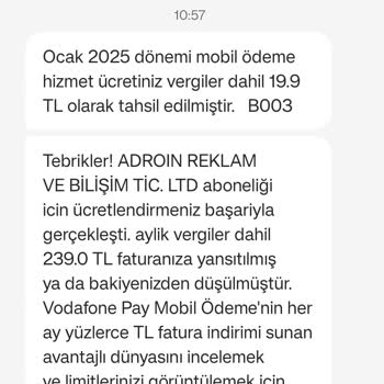 Vodafone Adroin Reklam Ve Bilişim Uygulama Ücreti