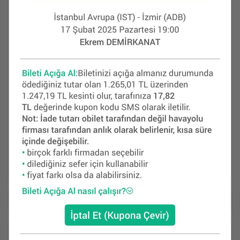 Bilet İptal Ve Değişiklikte Müşteri Mağduriyeti