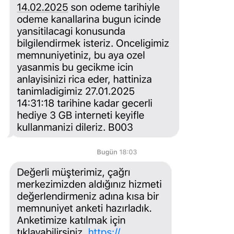 Vodafone Yanlış Fatura Bilgilendirmesi