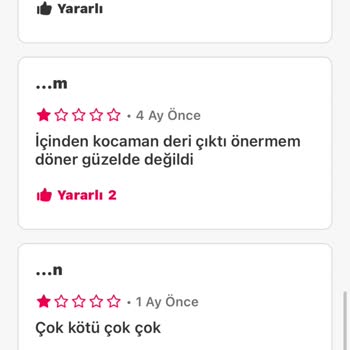 Kıkırdak Dolu Tavuk Dürüm Şikayeti