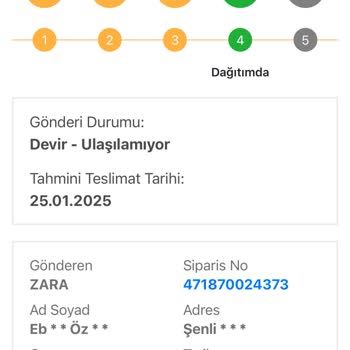 Zara Online Sipariş Teslimat Sorunu