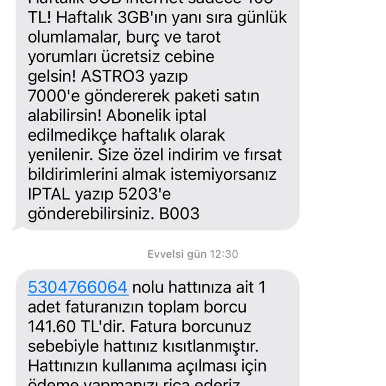 Yanlış Hattın Borç Bildirimleriyle Rahatsız Ediliyorum