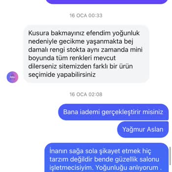 İade Talebi Ve Memnuniyetsizlik
