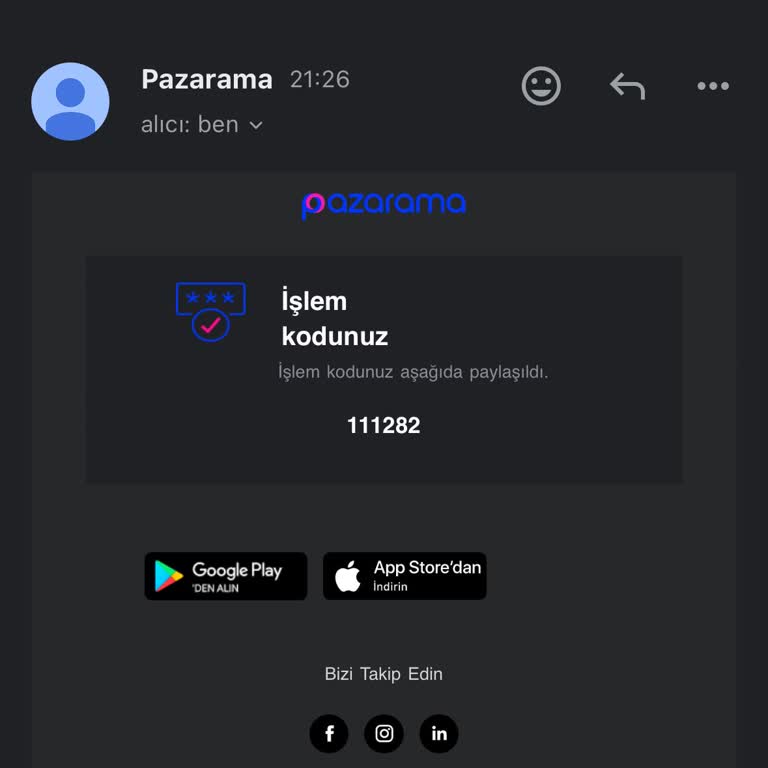 Pazarama'dan Hesabım Olmadan Gelen Mail