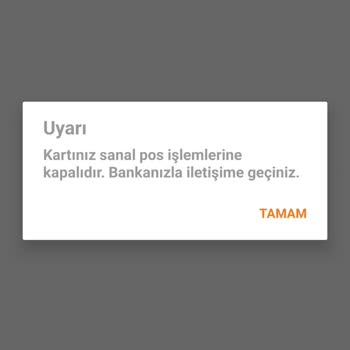 İninal Kartım Sanal Pos İşlemlerine Kapalı