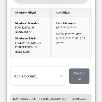 Kredi Kartı Teslimatında Kuryenet Sorunu