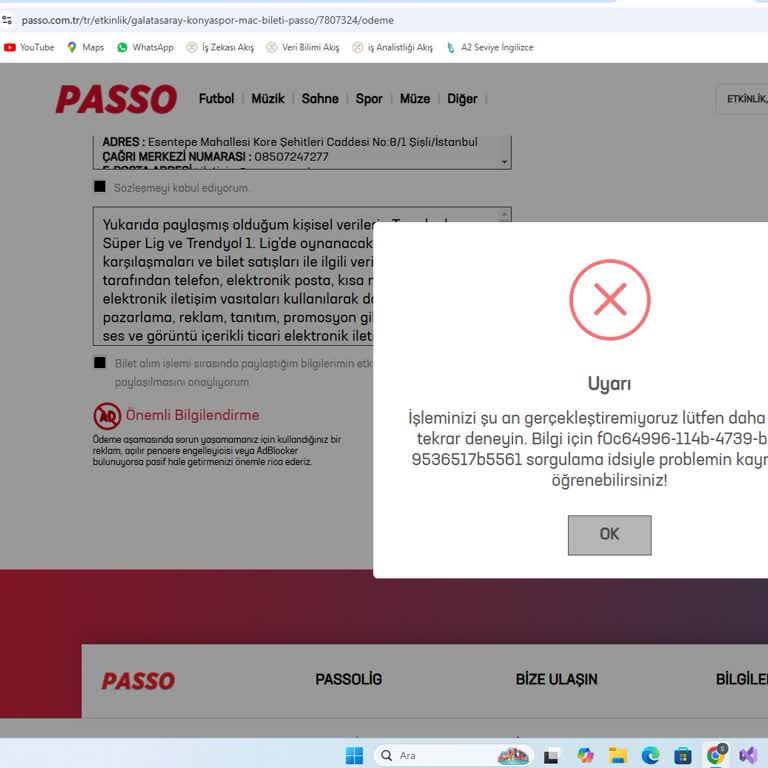 Passo Uygulaması Ve Web Sitesinde Ödeme Sorunu