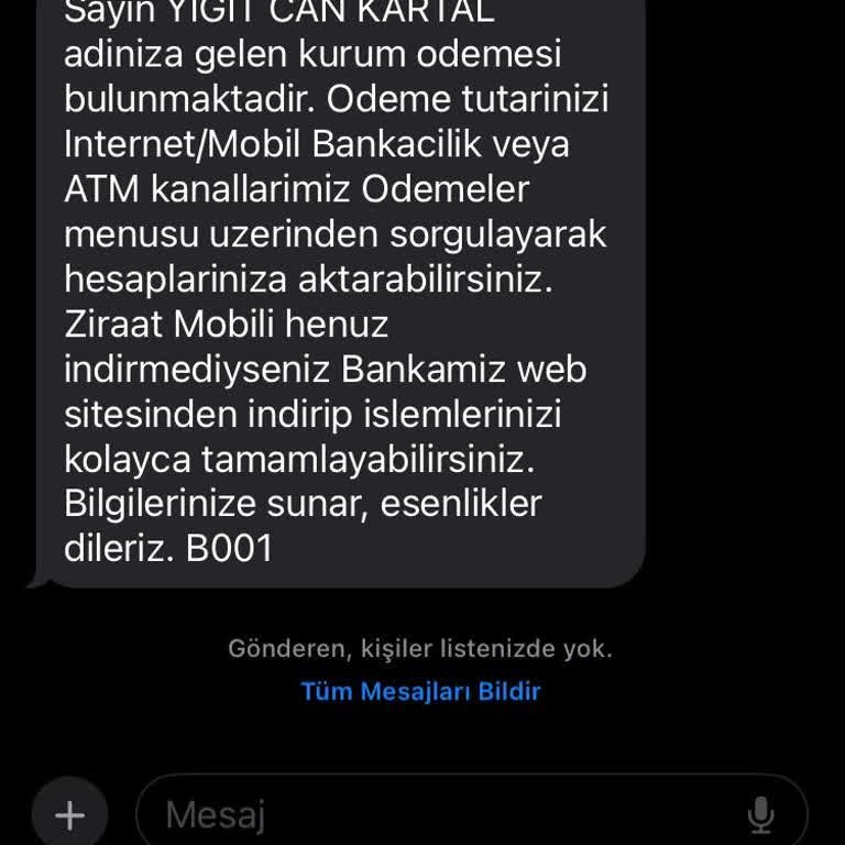 Ziraat Bankası'ndan Gelen Belirsiz Mesaj Sorunu
