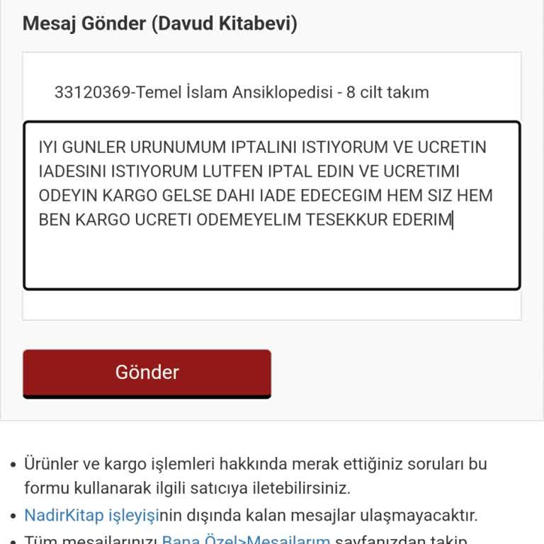 İptal Edilmeyen Sipariş Sorunu