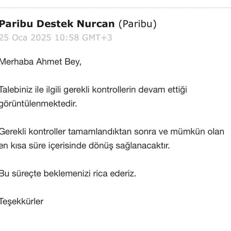 Paribu Hesap Güncellemesi Sorunu