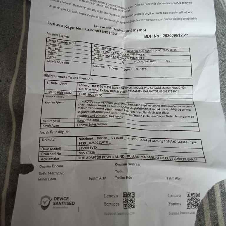 Lenovo Laptop İle Bitmeyen Mavi Ekran Sorunu