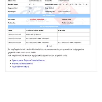Kargom Teslim Edilmedi, Müşteri Hizmetleri Yüzüme Kapattı