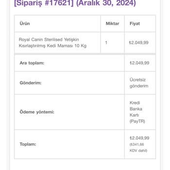 Royal Canin Mamada Sorun Ve Para İadesi Belirsizliği