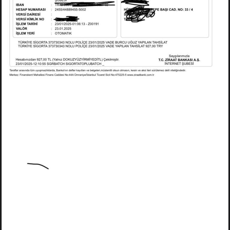 Haksız Sigorta Tahsilatı: Ziraat Bankası'ndan 927 TL Çekim