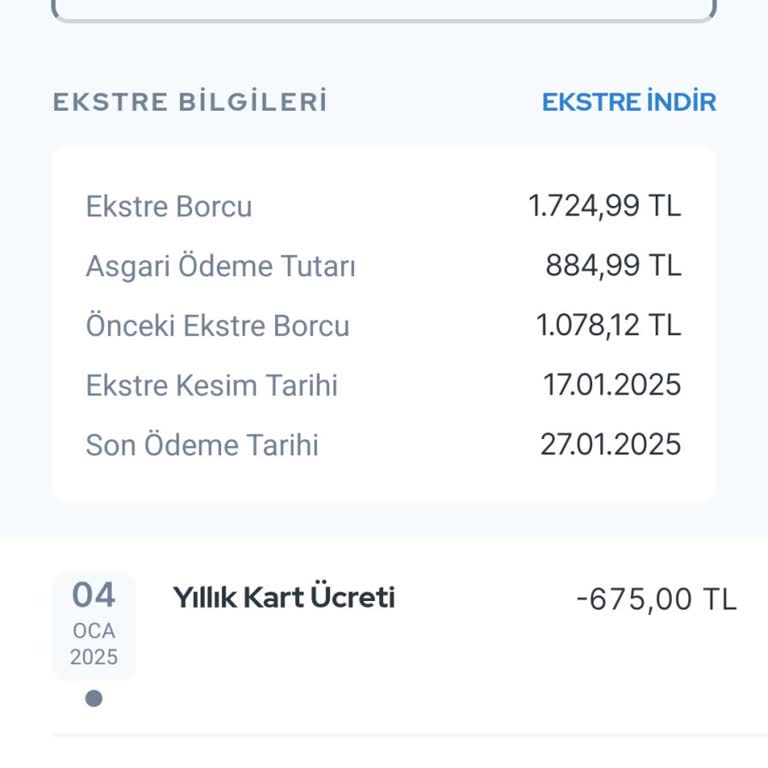 Yıllık Kart Ücreti İadesi Talebi