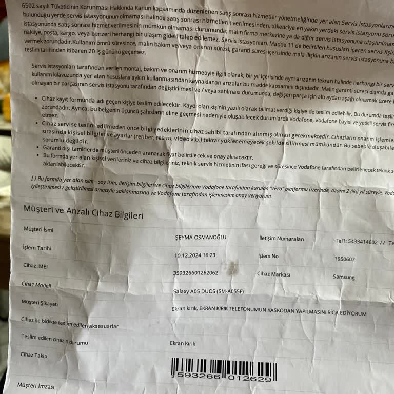 Samsung Cihazımın İadesinde İlgisizlik Ve Ücret Talebi