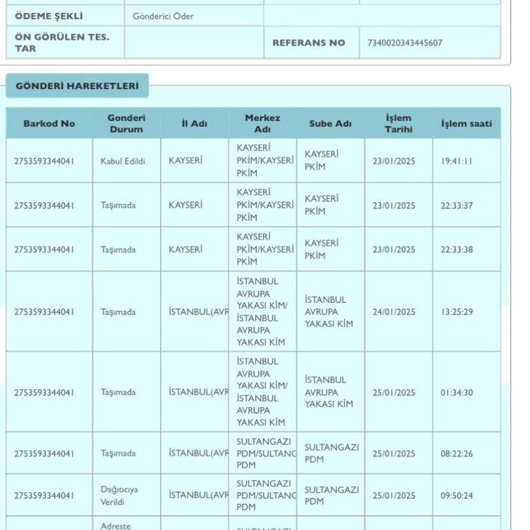 PTT Kargo'nun Sorumluluk Almayan Hizmeti