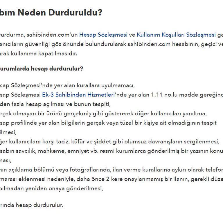 Hesap İptali Sonrası Yardım Talebi