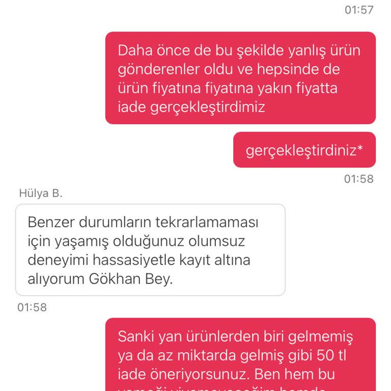 Yanlış Sipariş Ve Yetersiz İade