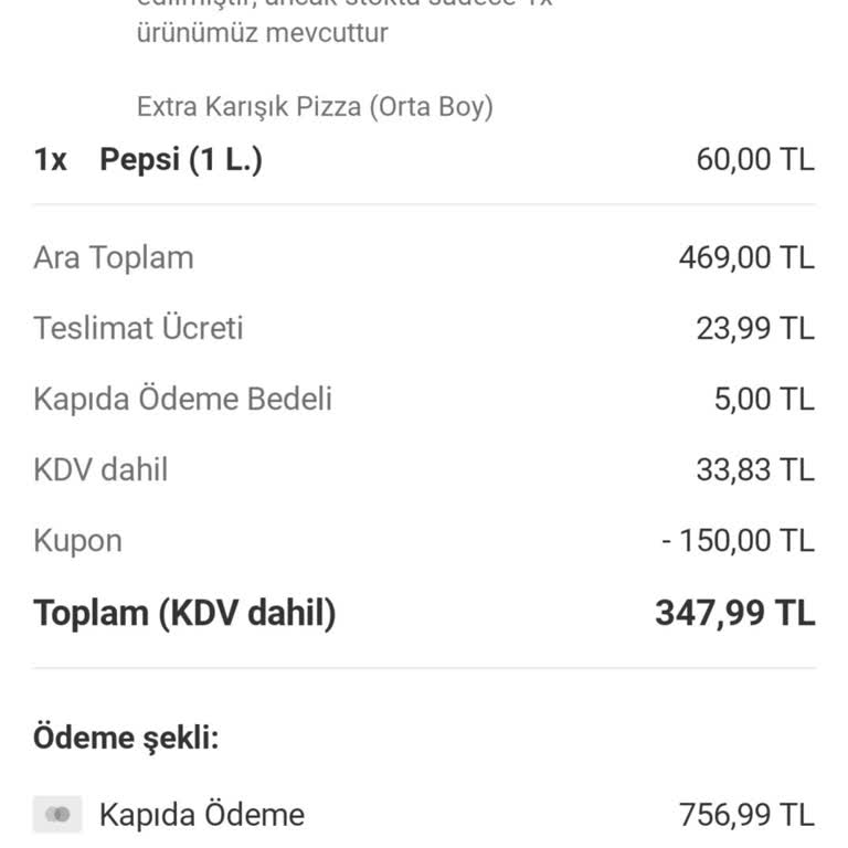 Yemeksepeti Eksik Ürün Ve Yetersiz İade Sorunu