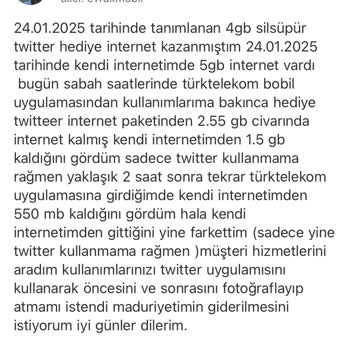 Hediye İnternet Paketi Kullanım Sorunu