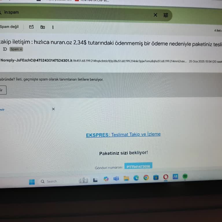 PTT Çağrı Merkezi'nden Gelen İstenmeyen Mailler
