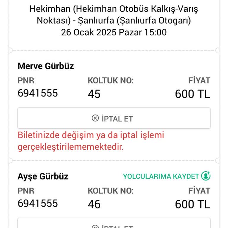 Bilet İptalinde Müşteri Mağduriyeti