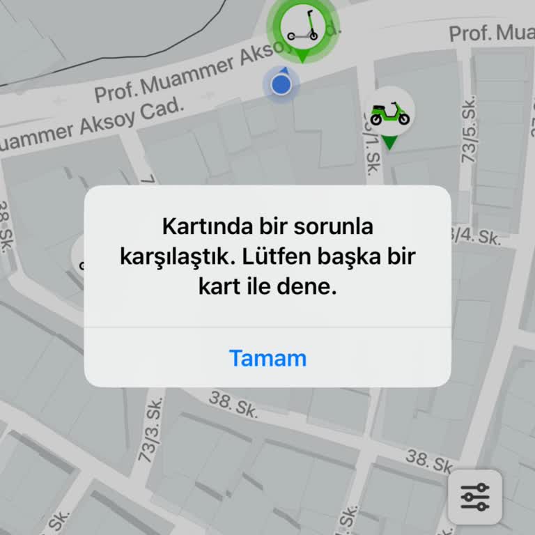 Kart Sorunu Nedeniyle Scooter Kiralayamama