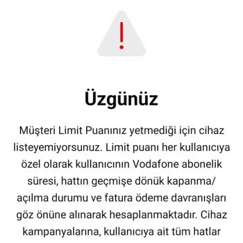 Vodafone Cihaz Limit Puanı Sorunu Ve Çözüm Eksikliği