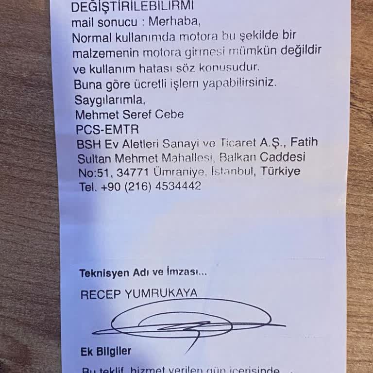 Bosch Süpürge: Garanti Kapsamı Dışında Kalan Motor Arızası