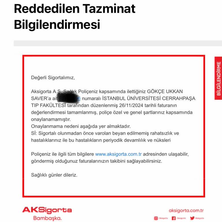 Özel Sağlık Sigortası Reddiyle İlgili Deneyimim
