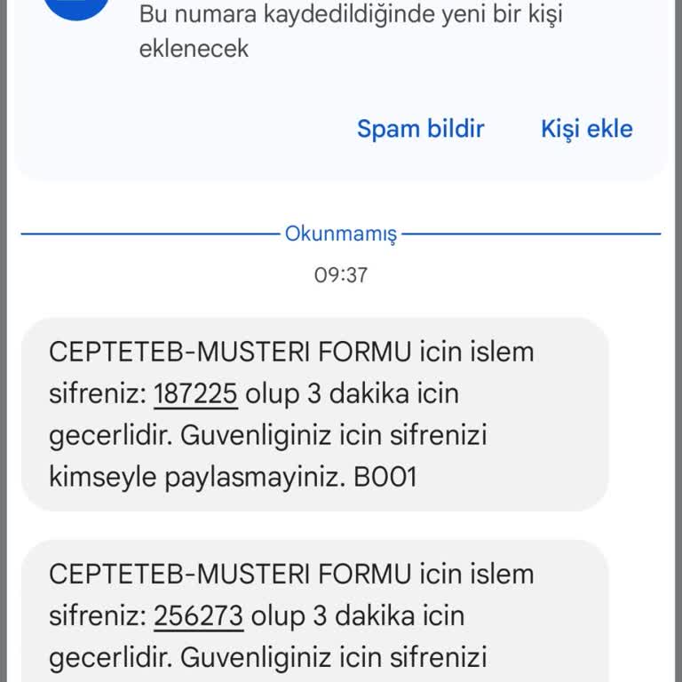 Benden Habersiz Başvuru: TEB Bankasından Gelen Şifre Mesajı