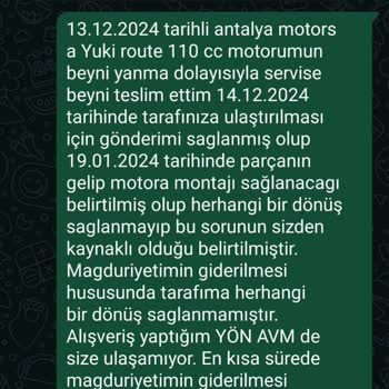 Yuki Motosiklet Servis Ve Garanti Problemleri