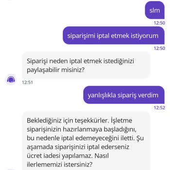 Getir Yemek Sipariş İptalinde Yaşanan Sorun