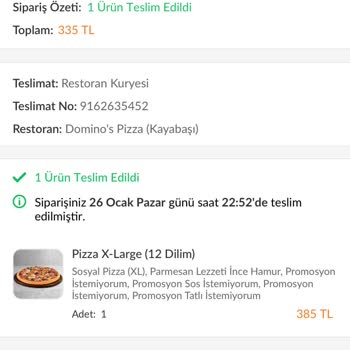 Dilimsiz XL Pizza Hayal Kırıklığı
