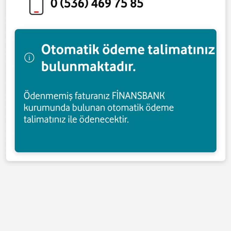 Vodafone Otomatik Ödeme Talimatı Sorunu