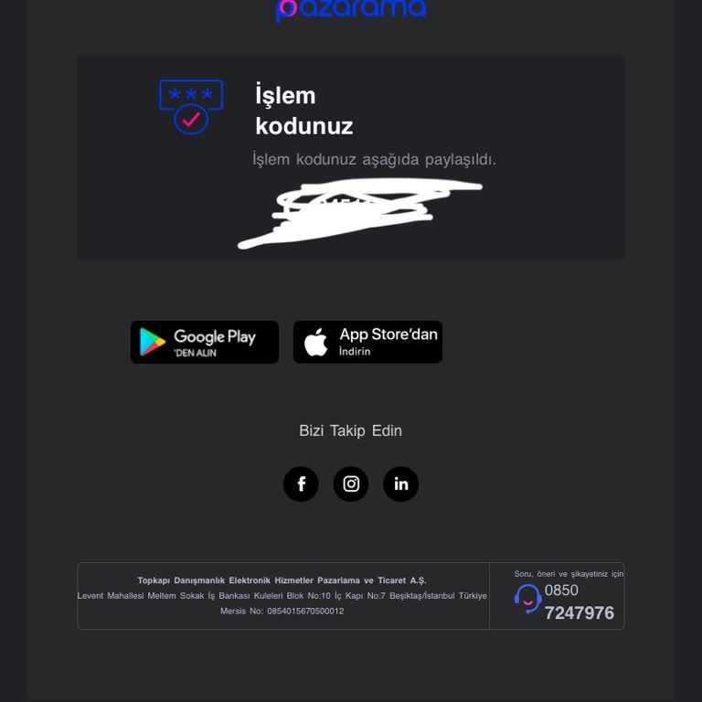 Pazarama İzinsiz İşlem Kodlarıyla Rahatsız Ediliyorum!