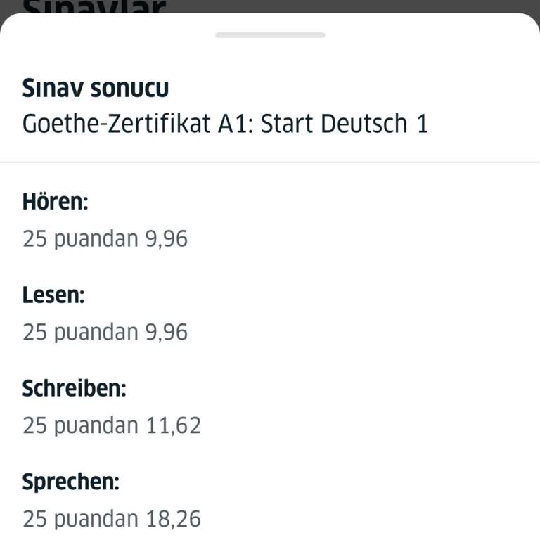 Almanca Sınav Sonuçlarının Yeniden Değerlendirilmesi Talebi