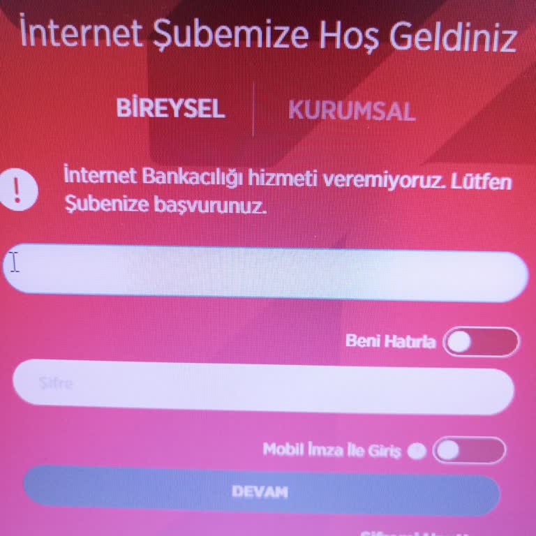 İnternet Bankacılığına Erişim Sorunu