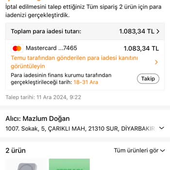 İade Edilmeyen Ödemelerle İlgili Sorun