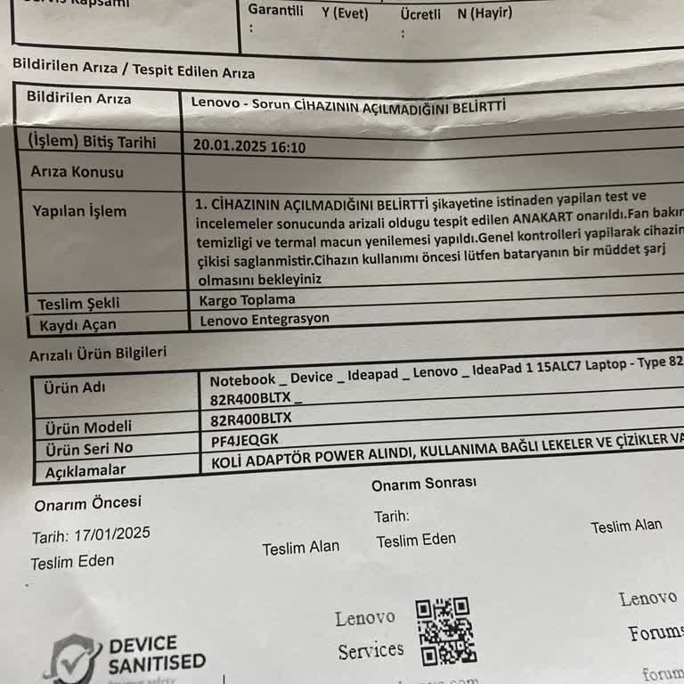 Lenovo Laptop Sürekli Kapanıyor Ve Açılmıyor