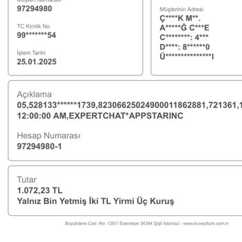 Bilinmeyen Expert Chat İşlemi İle Hesabımdan Para Çekilmesi